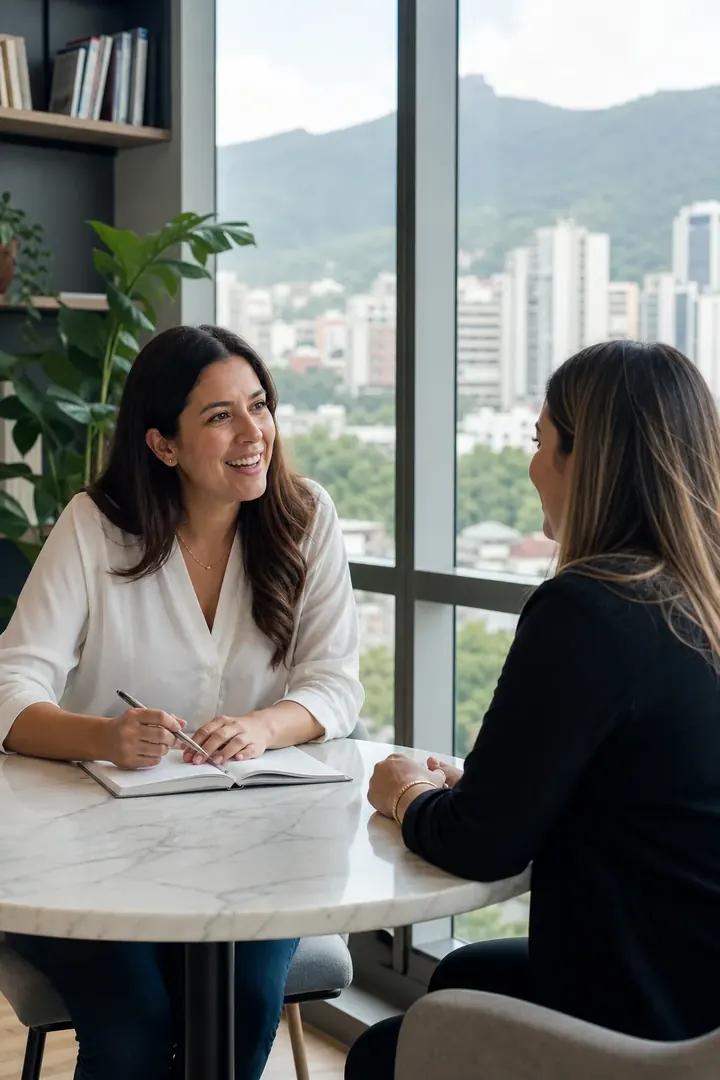 Equipo comercial conversando con una agencia